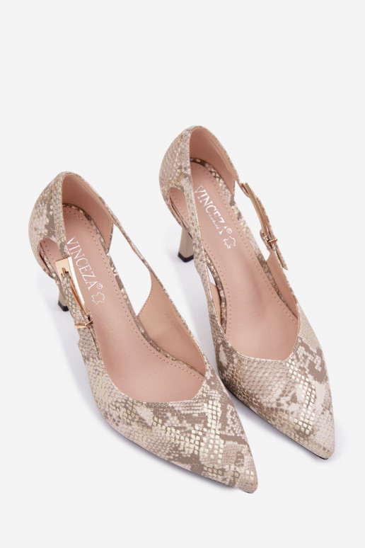 augstpapēžu kurpes Ar izgriezumiem I Złotą ar sprādzēm Vinceza 62288 Čūskas raksts