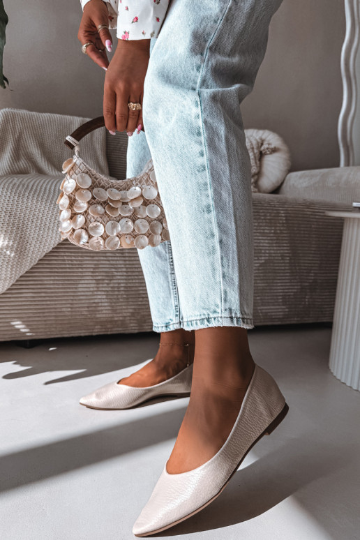 Balerīnas no eko ādas smilšu krāsas Nelisa