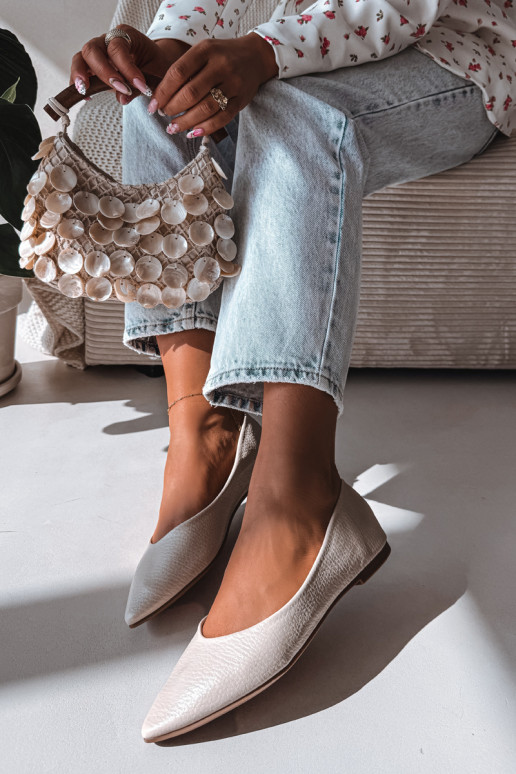 Balerīnas no eko ādas smilšu krāsas Nelisa