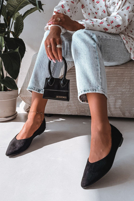 Balerīnas zempapēžuEko zamšādau melnas krāsas Lelisa