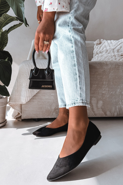 Balerīnas zempapēžuEko zamšādau melnas krāsas Lelisa