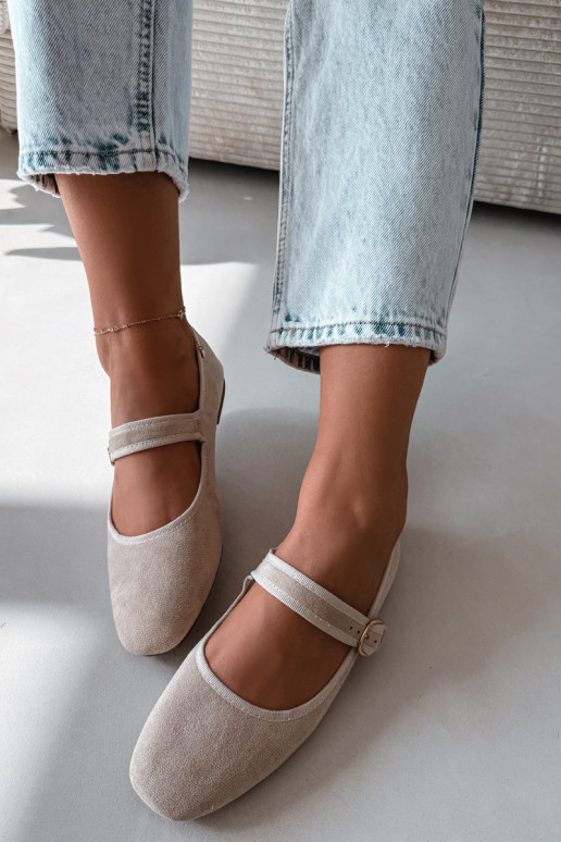 Balerīnas ar siksniņām I Złotą ar sprādzēm Ziloņkaula krāsas Kelisa