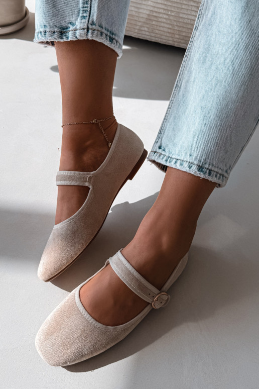 Balerīnas ar siksniņām I Złotą ar sprādzēm Ziloņkaula krāsas Kelisa