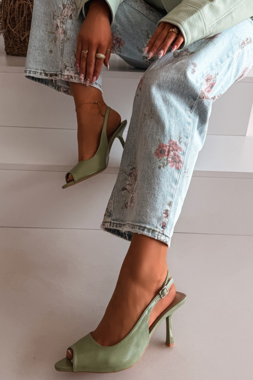 Sieviešu basenes ar papēdi Zaļas krāsas Sevina