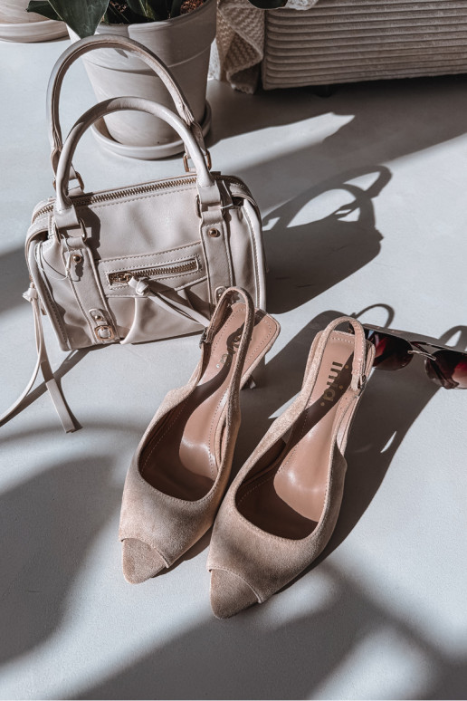 Sieviešu basenes ar papēdi Eko zamšādaoIne smilšu krāsas Sevina