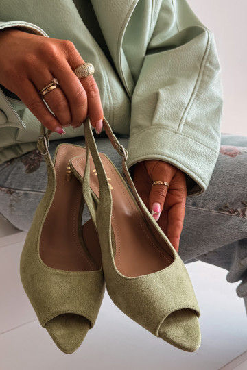 Sieviešu basenes ar papēdi Eko zamšādaoIne Zaļas krāsas Sevina 2