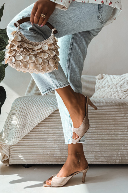 sieviešu čības Ieslēgts Smukłym Obcasie smilšu krāsas Revina