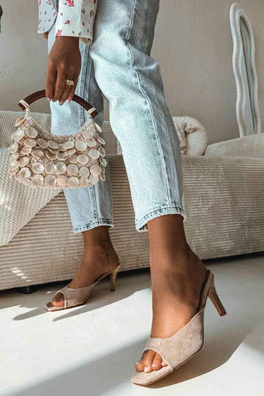 sieviešu čības Ieslēgts Smukłym Obcasie smilšu krāsas Revina