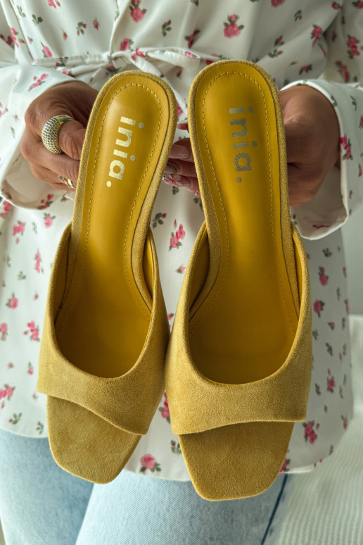 sieviešu čības Ieslēgts Smukłym Obcasie Dzelteni Revina