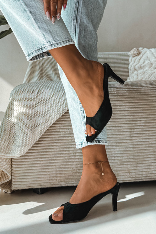 sieviešu čības Ieslēgts Smukłym Obcasie melnas krāsas Revina