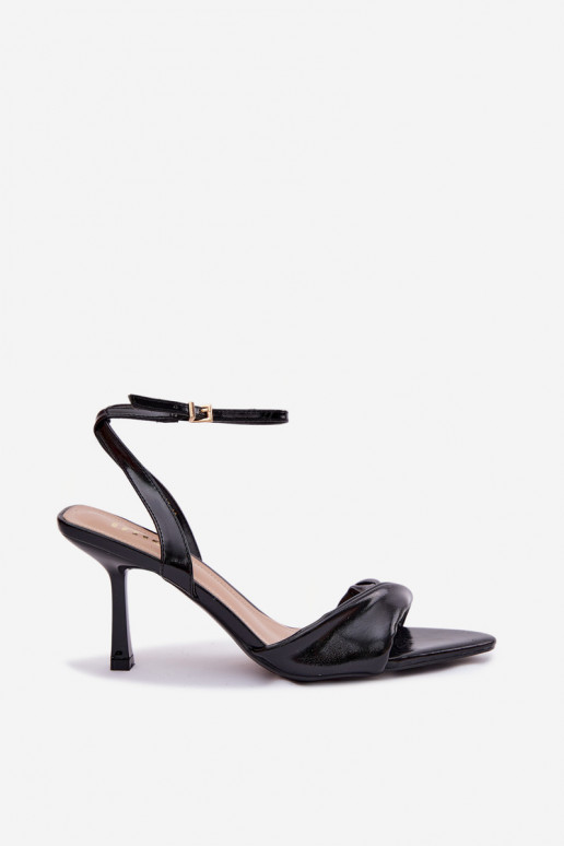 Sieviešu basenes ar papēdi no eko ādas melnas krāsas Sedira