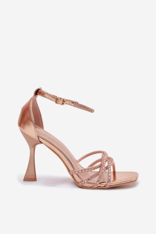 Sieviešu basenes ar papēdi ar mirdzošiem spīdumiem Szampańskie Redira