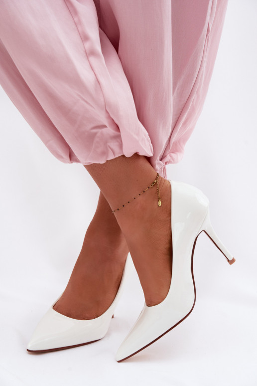 Klasiskas lakotas augstpapēžu kurpesImitacji Skóry baltas krāsas Odira