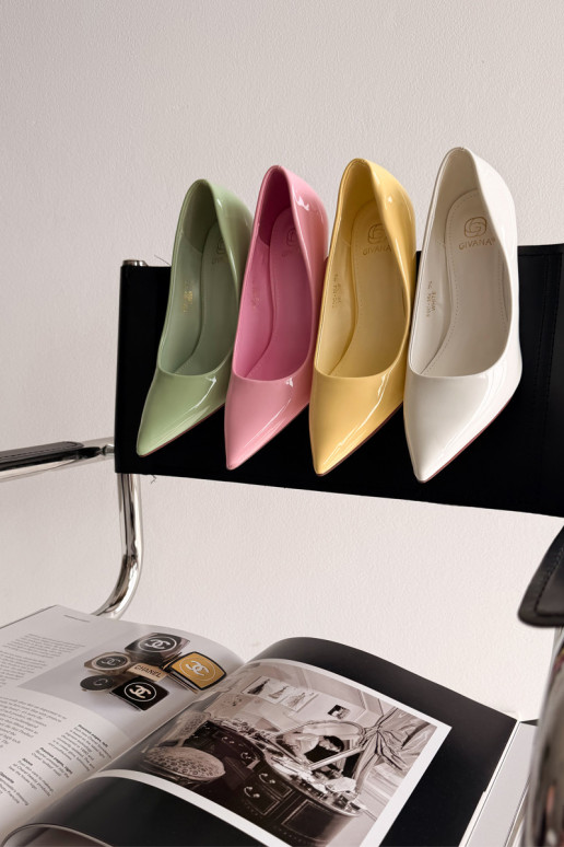 Klasiskas lakotas augstpapēžu kurpesImitacji Skóry baltas krāsas Odira