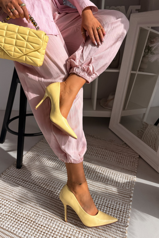 Klasiskas lakotas augstpapēžu kurpesImitacji Skóry Dzelteni Odira