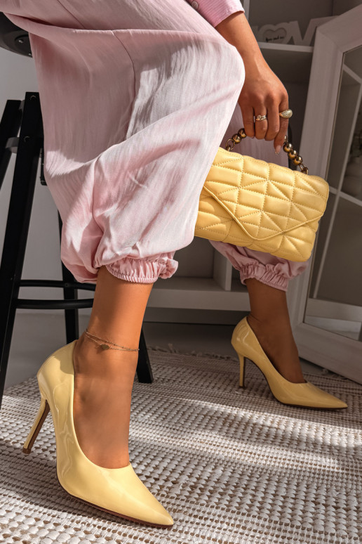 Klasiskas lakotas augstpapēžu kurpesImitacji Skóry Dzelteni Odira