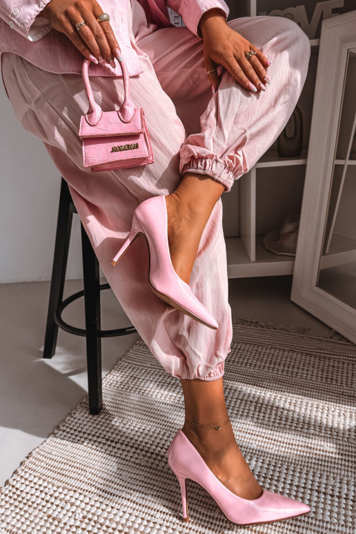 Klasiskas lakotas augstpapēžu kurpesImitacji Skóry Rozā krāsas Odira