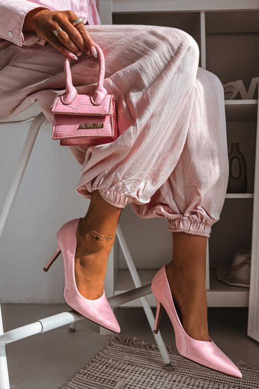 Klasiskas lakotas augstpapēžu kurpesImitacji Skóry Rozā krāsas Odira