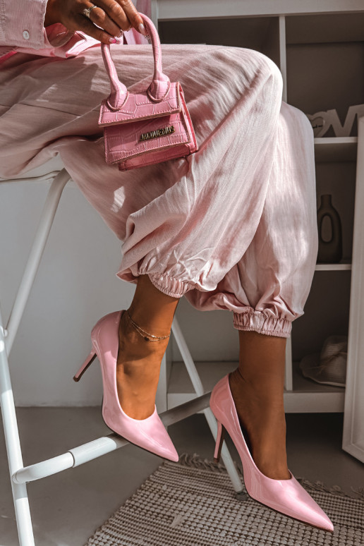 Klasiskas lakotas augstpapēžu kurpesImitacji Skóry Rozā krāsas Odira