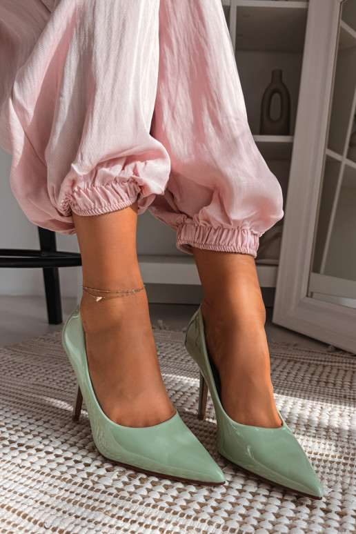 Klasiskas lakotas augstpapēžu kurpesImitacji Skóry Zaļas krāsas Odira