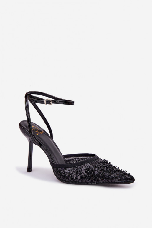 Sieviešu basenes ar papēdi Dekorēts ar fliteriem I Koraļļiikami melnas krāsas Nedira