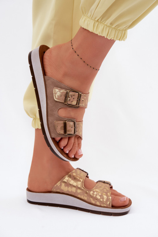 sieviešu čības ar sprādzēm Inblu CP000063 smilšu krāsas