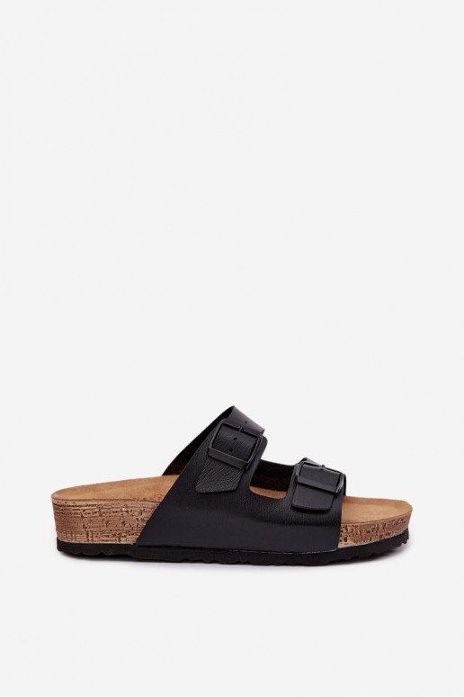 sieviešu čības ar sprādzēm Inblu NM000039 melnas krāsas