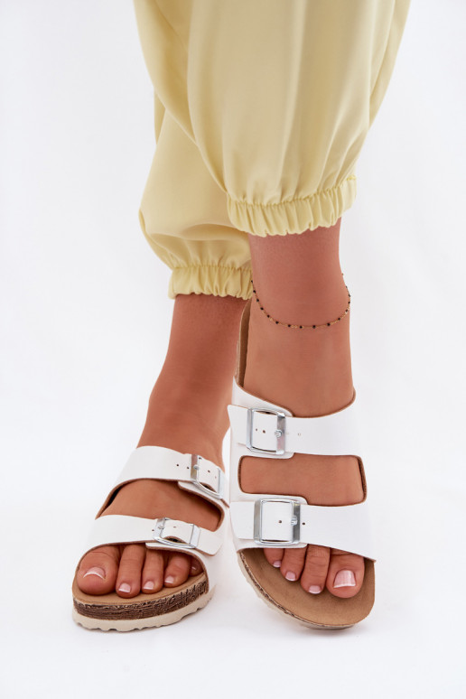 sieviešu čības ar sprādzēm Inblu NM000039 baltas krāsas