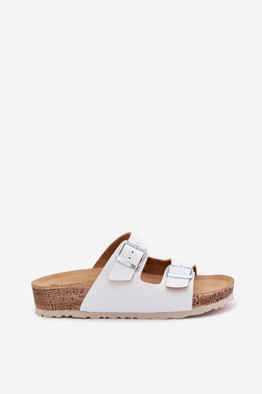 sieviešu čības ar sprādzēm Inblu NM000039 baltas krāsas