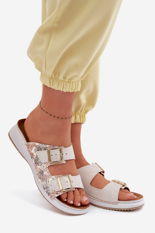 sieviešu čības ar sprādzēm Inblu SD000001 Ziloņkaula krāsas