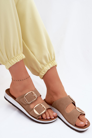 sieviešu čības Ze Zelta krāsasmi ar sprādzēmmi Inblu CP000061 brūnas krāsas