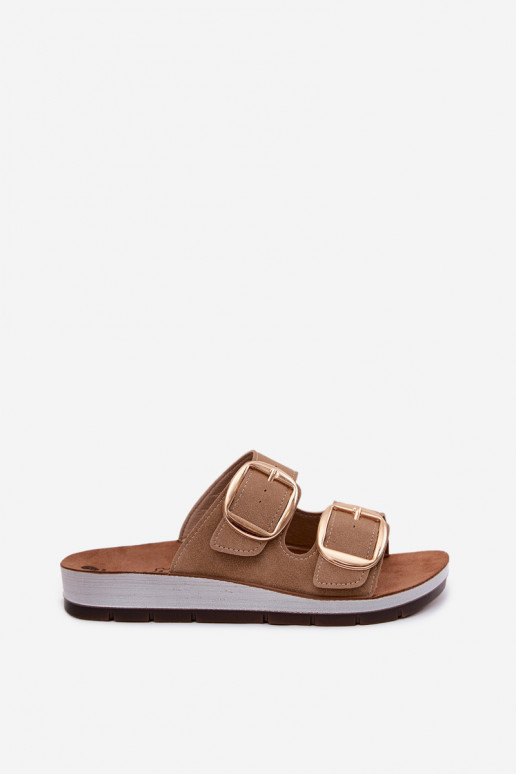 sieviešu čības Ze Zelta krāsasmi ar sprādzēmmi Inblu CP000061 brūnas krāsas