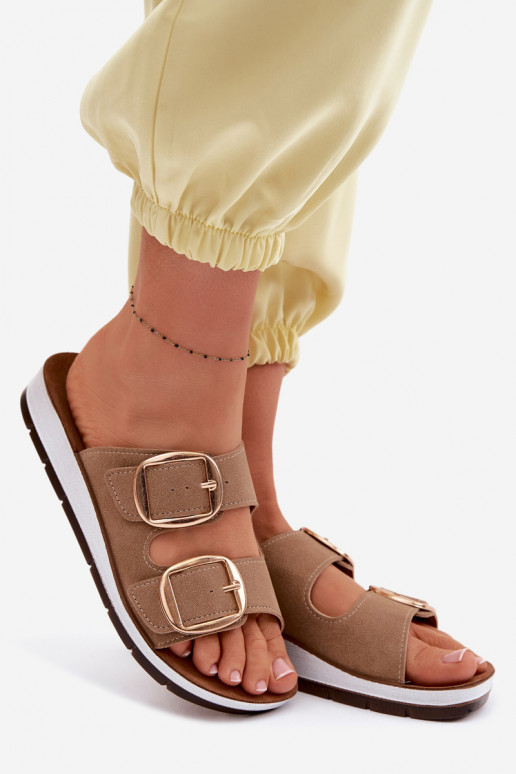 sieviešu čības Ze Zelta krāsasmi ar sprādzēmmi Inblu CP000061 brūnas krāsas