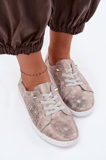 Ažūrs apavi SieviešuIeslēgtsturalnego zamšādasu smilšu krāsas-Zelta krāsas Feliva