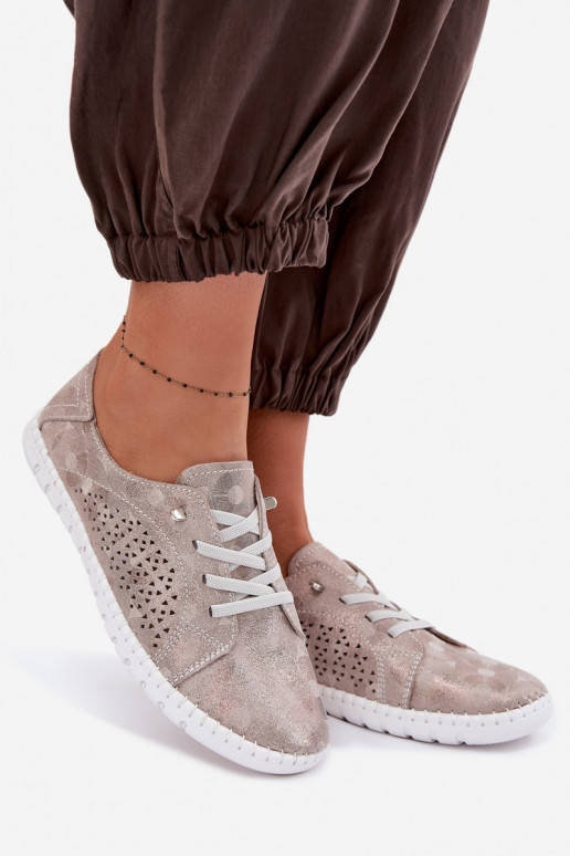 Ažūrs apavi SieviešuIeslēgtsturalnego zamšādasu smilšu krāsas-Zelta krāsas Feliva