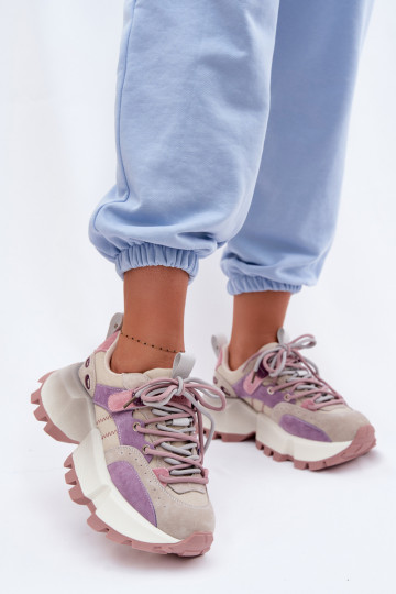 Āda zamšādas Sneakers modeļa apavi Sieviešu GOE TT2N4026 Violeta krāsa