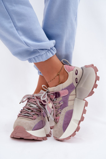 Āda zamšādas Sneakers modeļa apavi Sieviešu GOE TT2N4026 Violeta krāsa 2
