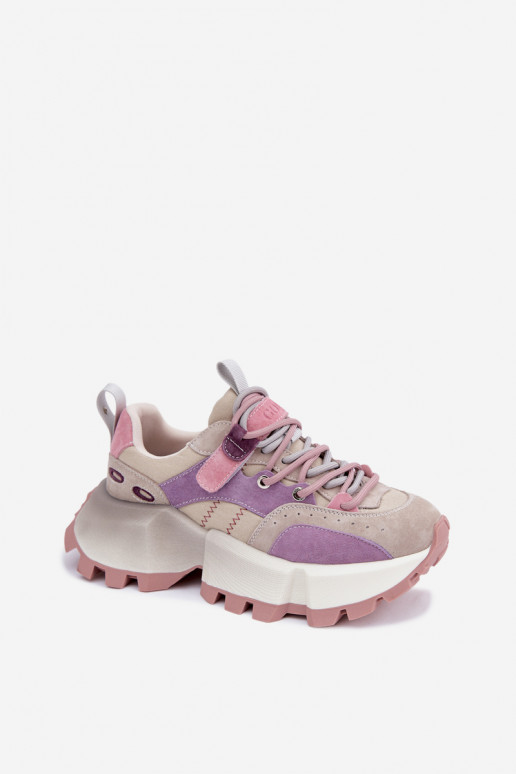 Āda zamšādas Sneakers modeļa apavi Sieviešu GOE TT2N4026 Violeta krāsa