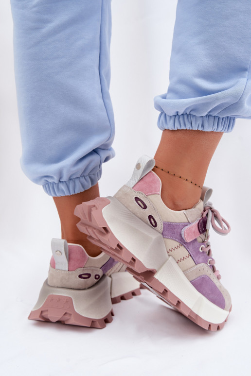 Āda zamšādas Sneakers modeļa apavi Sieviešu GOE TT2N4026 Violeta krāsa
