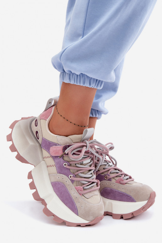 Āda zamšādas Sneakers modeļa apavi Sieviešu GOE TT2N4026 Violeta krāsa