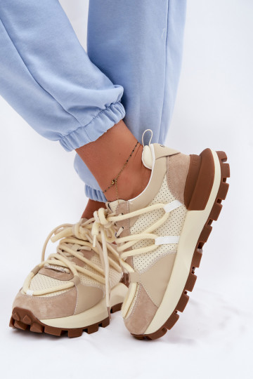Āda zamšādas Sneakers modeļa apavi Sieviešu GOE TT2N4021 smilšu krāsas 2