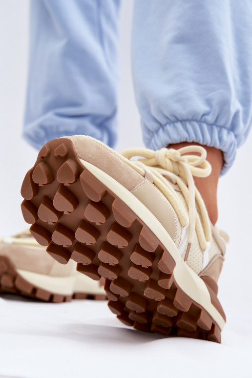 Āda zamšādas Sneakers modeļa apavi Sieviešu GOE TT2N4021 smilšu krāsas