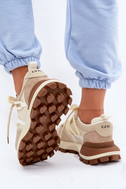 Āda zamšādas Sneakers modeļa apavi Sieviešu GOE TT2N4021 smilšu krāsas