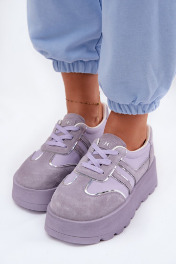 zamšādas Sneakers modeļa apavi ar platformu GOE TT2N4054 Violeta krāsa