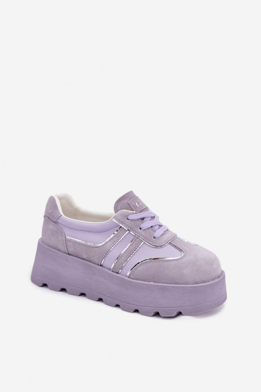 zamšādas Sneakers modeļa apavi ar platformu GOE TT2N4054 Violeta krāsa