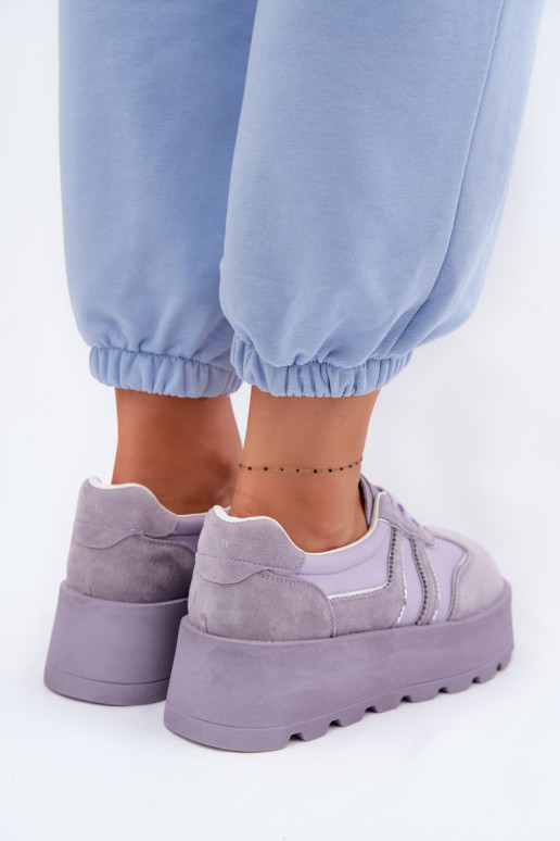 zamšādas Sneakers modeļa apavi ar platformu GOE TT2N4054 Violeta krāsa