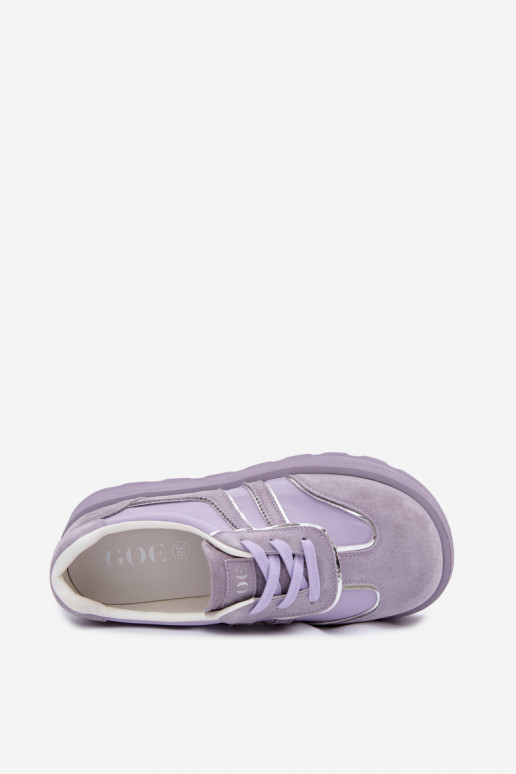 zamšādas Sneakers modeļa apavi ar platformu GOE TT2N4054 Violeta krāsa