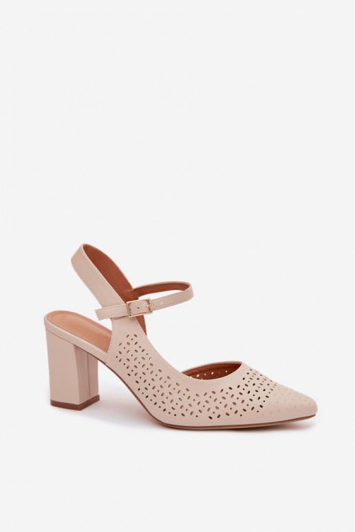 Ažūra basenes ar papēdi Sergio Leone SK447 Ziloņkaula krāsas