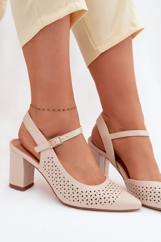 Ažūra basenes ar papēdi Sergio Leone SK447 Ziloņkaula krāsas