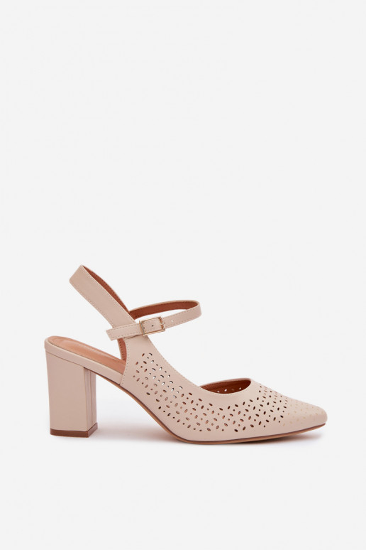 Ažūra basenes ar papēdi Sergio Leone SK447 Ziloņkaula krāsas